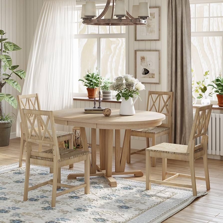 Amazon.com - Rustic Dining Table Set for 4, Solid Wood